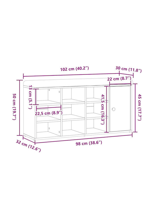 Entry Furniture with Shoe Rack Coffee 102x32x50cm