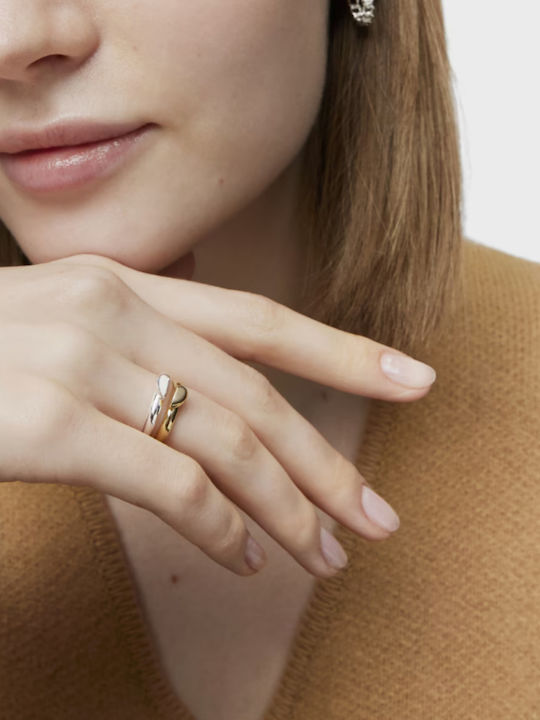Tous Heart 2 Tone Ring made of Silver Gold Plated