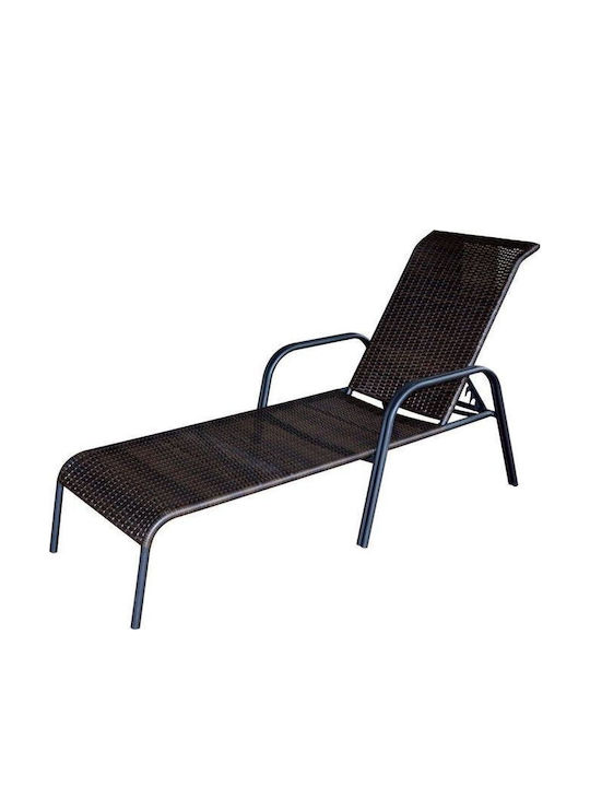 Șezlong Aluminiu Pro Negru 200x68x52cm