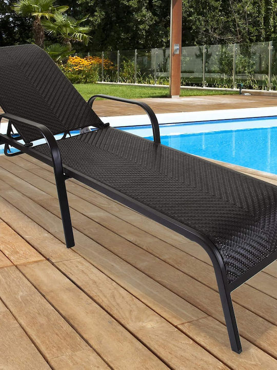 Șezlong Aluminiu Pro Negru 200x68x52cm