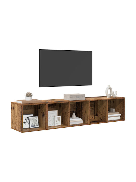 Hängende Wohnzimmer Vitrine aus Spanplatte mit Verglasung Alt Holz