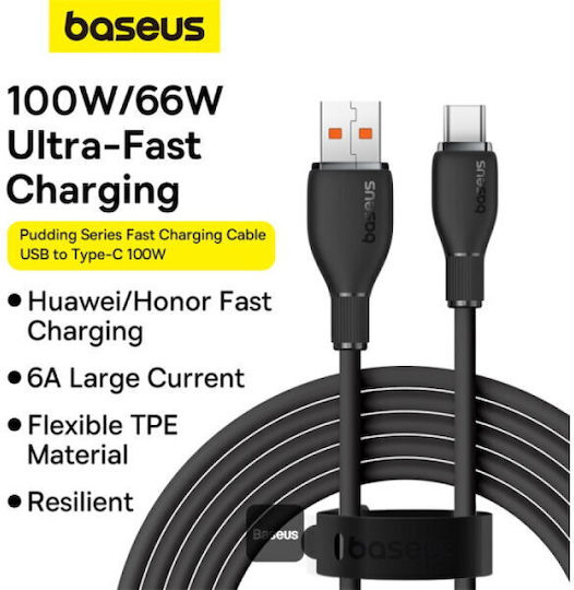 Baseus Pudding USB 2.0 Cable USB-C male - USB-A 100W PD Μαύρο 1.2m