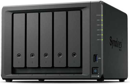 Synology DiskStation DS1525+ NAS Tower με 5 θέσεις για HDD/M.2/SSD και 2 θύρες Ethernet