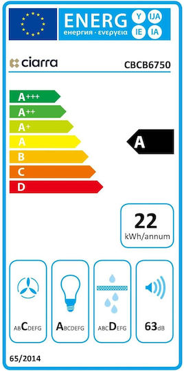 Ciarra Kamin-Dunstabzug Umluft 60cm Schwarz