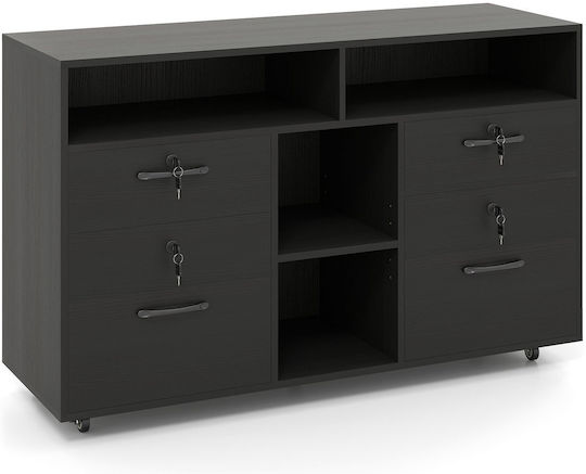 Ντουλάπι Γραφείου από MDF & Μέταλλο με Κλειδαριά Μαύρο 104x35x65.5cm