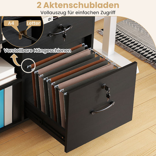 Ντουλάπι Γραφείου από MDF & Μέταλλο με Κλειδαριά Μαύρο 104x35x65.5cm