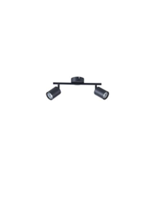 Eurolamp Double Spot with Socket GU10 in Black Color