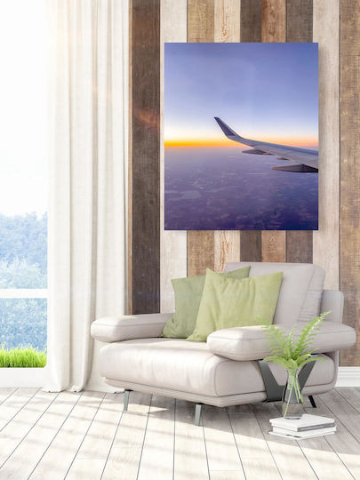 Painting Airplane Wing Over Sunrise Horizon Wing Airplane Over Sunrise Horizon 70x100