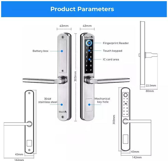 Lacăt Electronic în culoare Argintiu cu Conectivitate Wi-Fi