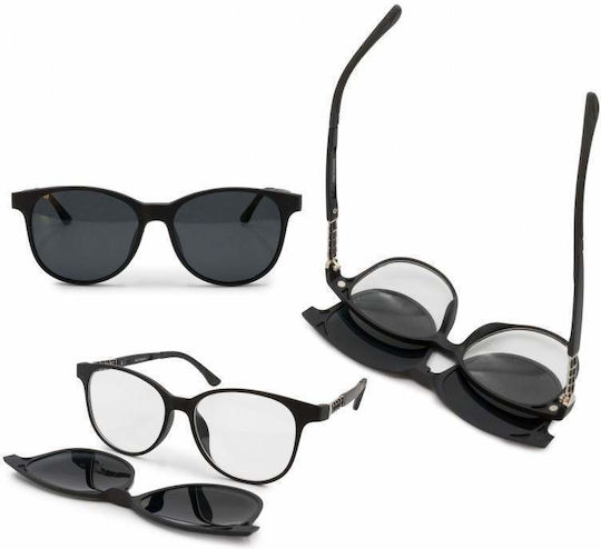 Siks Toc Magnetic Pentru Ochelari Cu Ramă Neagră 5 În 1