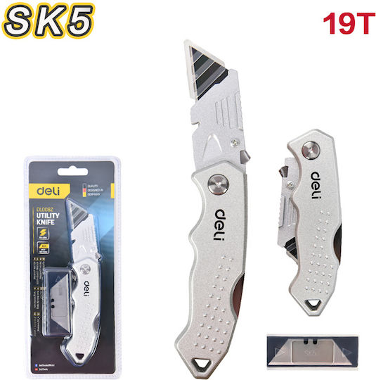 Deli Folding Knife with Blade Width 19mm Gray