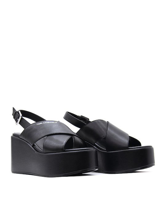 Women's Leather Platform Shoes Black