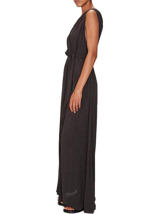 Sommer Maxi Damenkleid Wickel Anthrazit