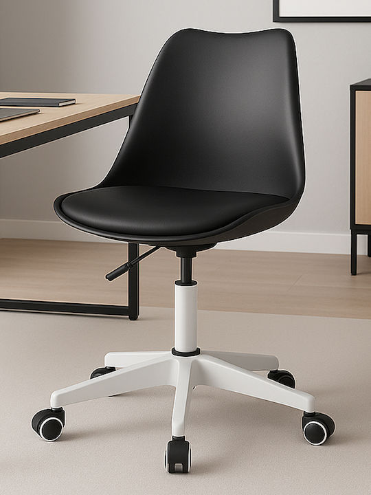 Rotating Chair Visitor with Wheels in Black Color 1pcs