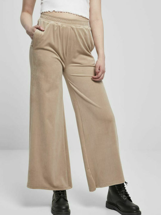 Sweatpants Wide Velvet Beige