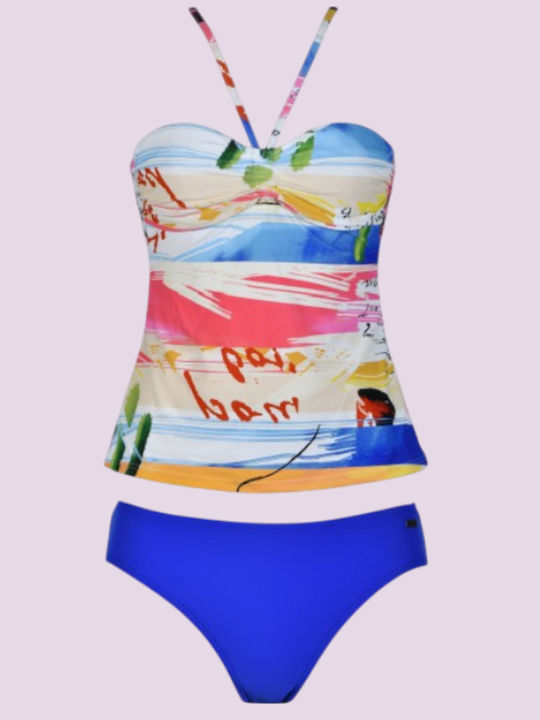 Naturana Γυναικείο Τανκίνι Μπλέ Σχέδια Μαγιό 72554 Blue Beachwear Swimsuit