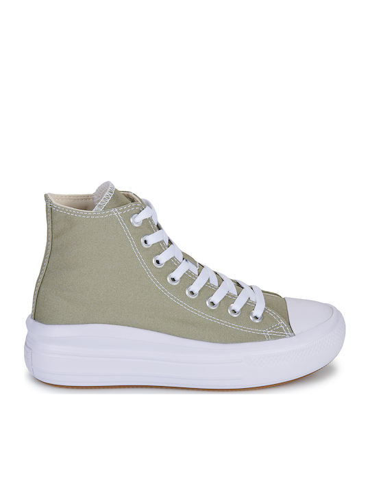 Damen Flatforms Stiefel Khaki