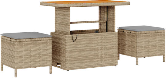 Outdoor Living Room Set 8 Pieces Beige with Pillows