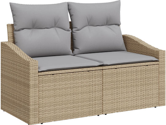 Outdoor Living Room Set 8 Pieces Beige with Pillows
