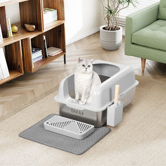 Bakaji Steel Cat Toilet Non-Slip Mat Platform Capacity 35l 02842537