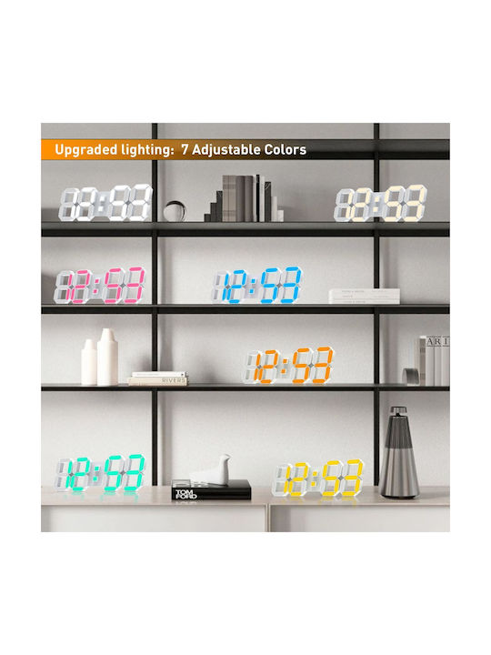 EDUP 3D Wall Clock Digital Plastic White