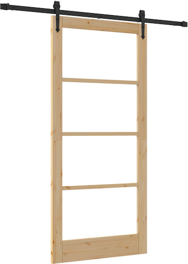 Vidaxl Schiebetür-Set Materialien 93x202 cm Massivholz Kiefer Innentür Glastür 'orkdal' 93x202x4 cm Massivholz Kiefer Beige