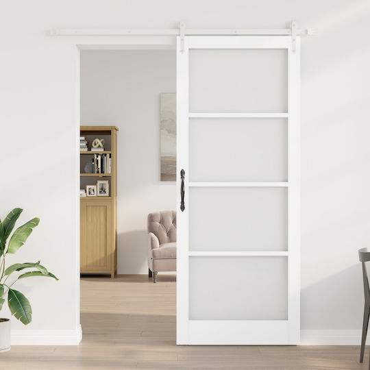 Vidaxl Σετ Συρόμενης Πόρτας Σετ 2 Λευκό Mdf 93 X 232 Εκ Λευκό