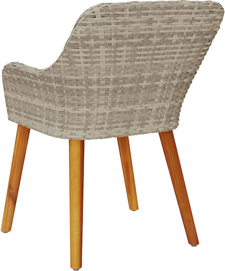 Outdoor Armchair Rattan Light Gray with Cushion 2pcs 55x45x82cm