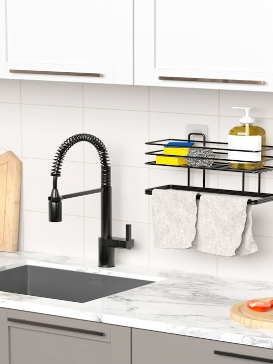 Femmit Bathroom Kitchen Shelf Wall Towel Holder Self-Adhesive or Screws Matte Black