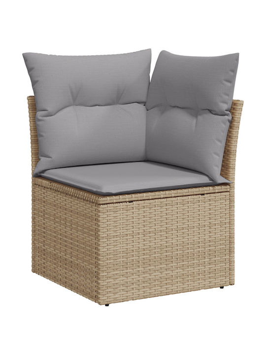 Corner Sofa Outdoor Rattan with Pillows 55x62x69cm
