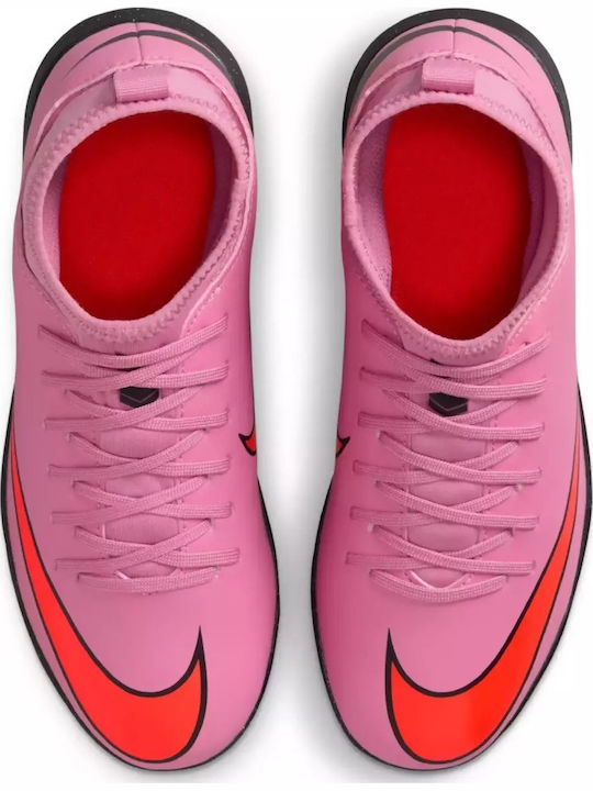 Mercurial Superfly 10 Club Kids Turf Soccer Shoes with Sock Magic Flamingo / Total
