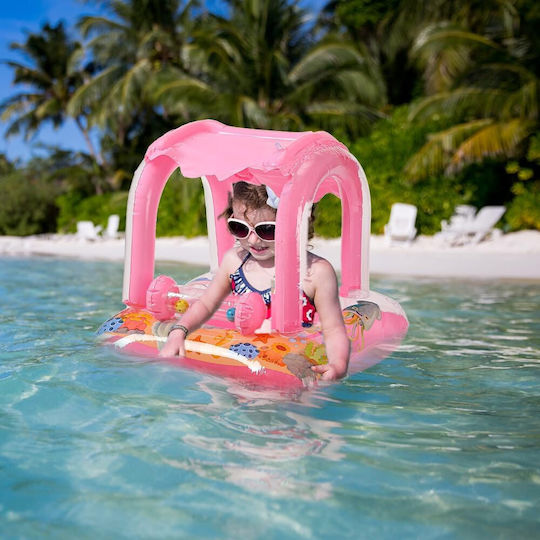 Swimtrainer Buoy with Length 58cm and Pink Sunshade Baby Inflatable