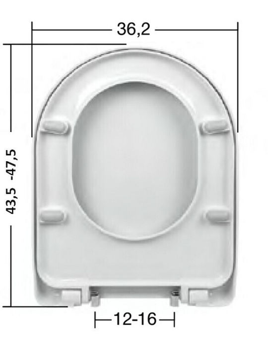 ΕΒΙΟΠ Καπάκι Λεκάνης από Βακελίτη 47.5x36.2cm Λευκό