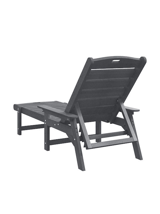 Deckchair Plastic Gray 162x53x98.5cm.