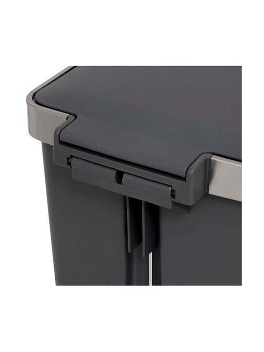 5Five Waste Bin Waste Plastic with Pedal and Wheels Gray 45lt 1pcs