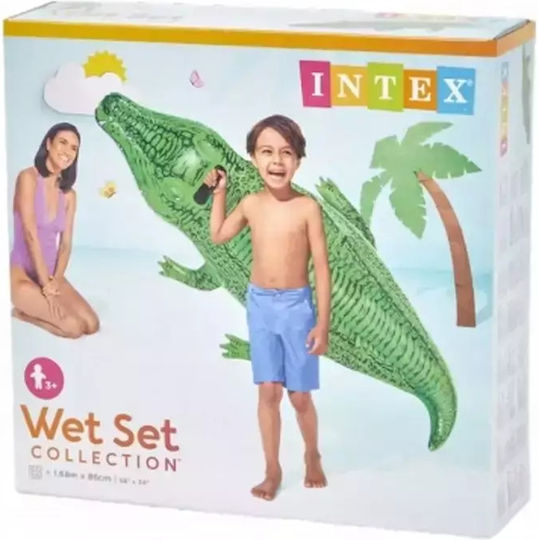 Intex Gator Παιδικό Φουσκωτό Ride On Θαλάσσης Κροκόδειλος με Χειρολαβές Πράσινο 168x86cm