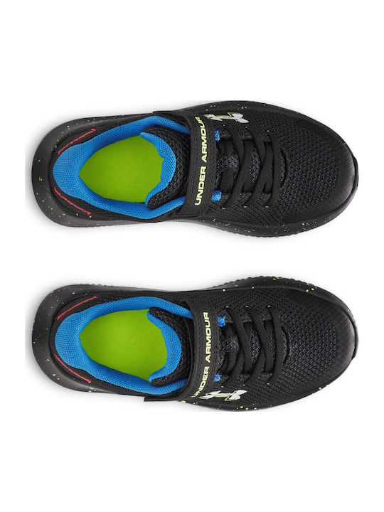 Ua Bps Surge 4 Ac Kids Sports Shoes Running with Hoop & Loop Closure Black