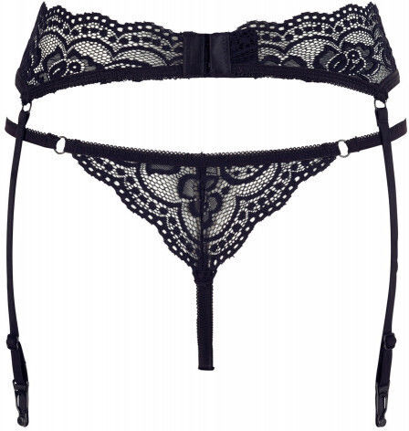 Black Floral Lace Suspender Belt String