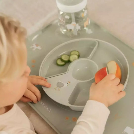Little Dutch Feeding Set Little Farm made of Silicone Green 3pcs
