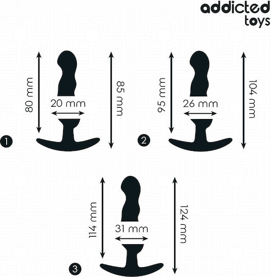 Addicted Toys Πρωκτικές Σφήνες Σετ Medium Μαύρες 3τμχ