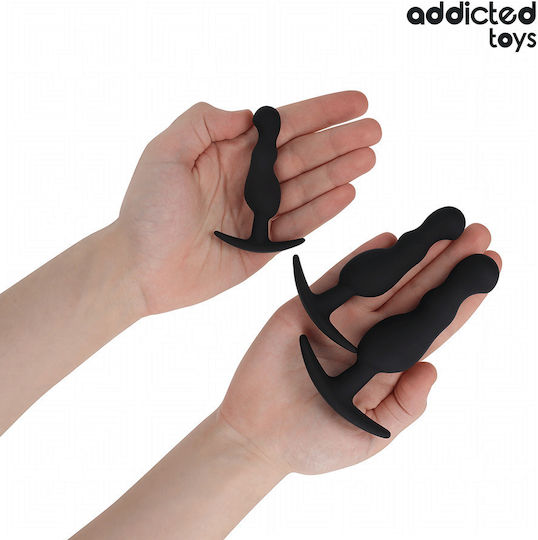 Addicted Toys Πρωκτικές Σφήνες Σετ Medium Μαύρες 3τμχ