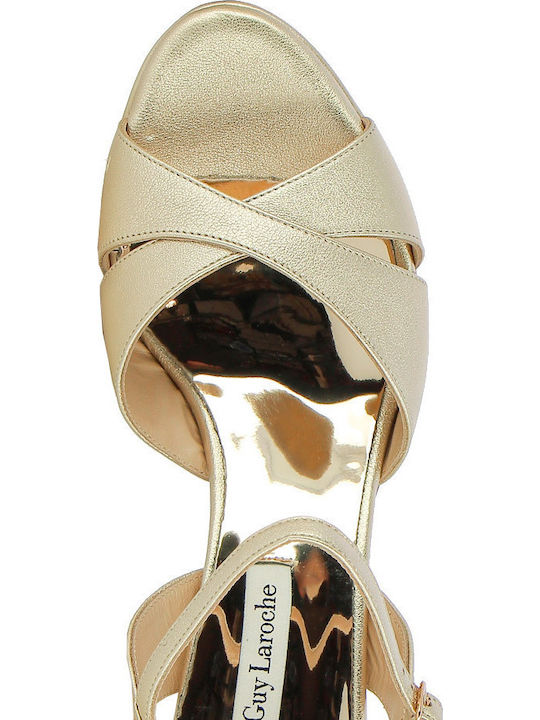 Leder Sandalen mit Strass Gold