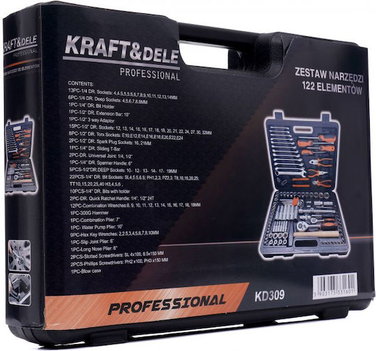 Kraft & Dele Werkzeugkoffer mit 122 Werkzeugen