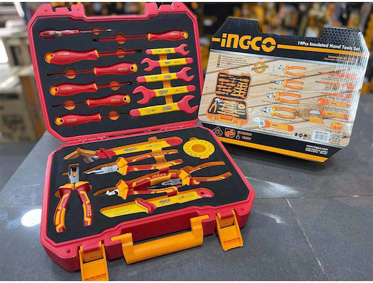 Ingco Valiza cu 19 Set de scule de electrician