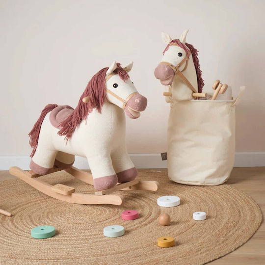 Bieco Fabric Rocking Toy Horse for 12+ months with Max Load Capacity 26kg White