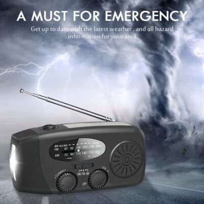 Kronos Crank Radio Φορητό Ραδιόφωνο Ηλιακό Μαύρο