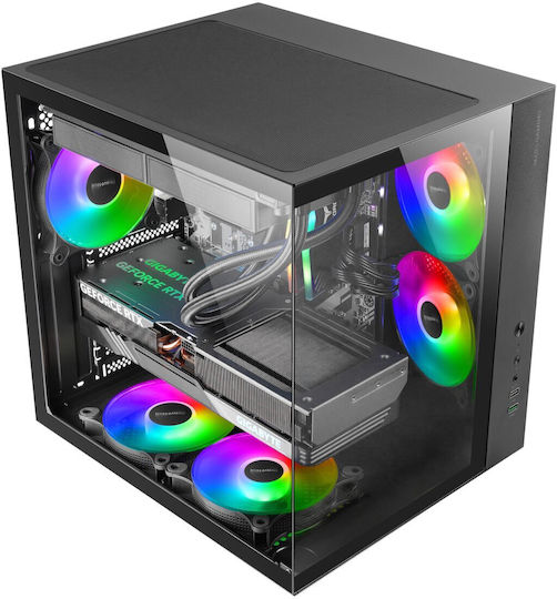 Mars Gaming Gaming Midi Tower Κουτί Υπολογιστή με Πλαϊνό Παράθυρο Μαύρο