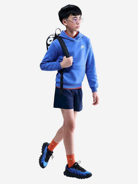 Fleece Kids Sweatshirt With Hood And Pockets Blue Sportswear Club