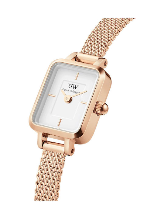Daniel Wellington Quadro Γυναικείο Ρολόι 15mm Μπαταρίας με Ροζ Χρυσό Μεταλλικό Μπρασελέ