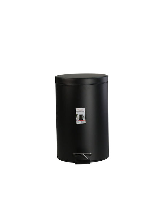 Viosarp Waste Bin Waste Metallic with Pedal Black 12lt 1pcs